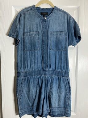 J. Crew Blue Denim Short One-Piece Romper